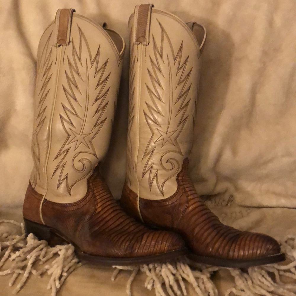 Dan Post Cream and Lizard boots